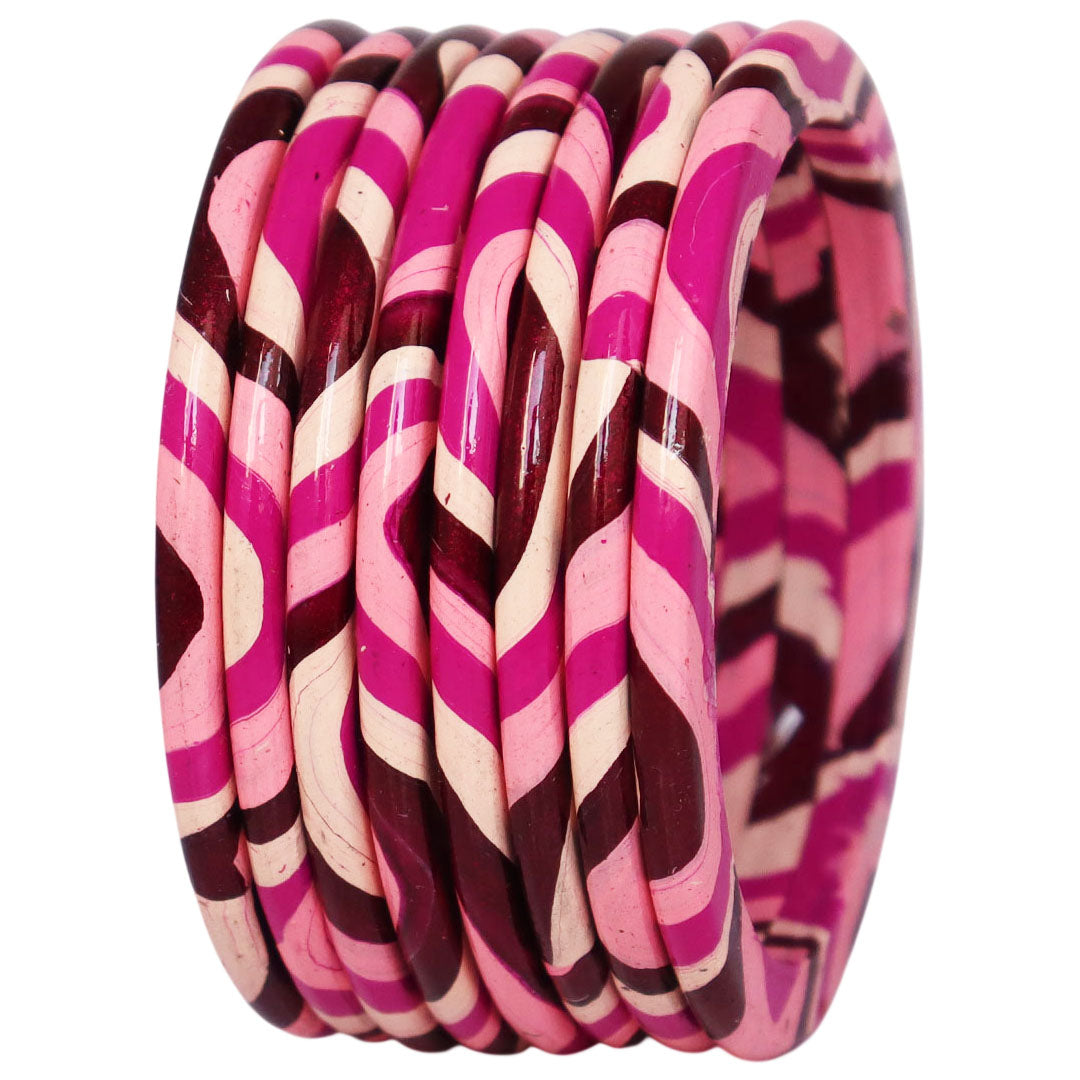 Lac Bangles Set Elegant Lahariya Pattern Bangles