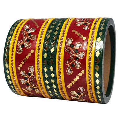Festival Special Rajasthani Pure Lac Chura with Kundan-Mirror Design