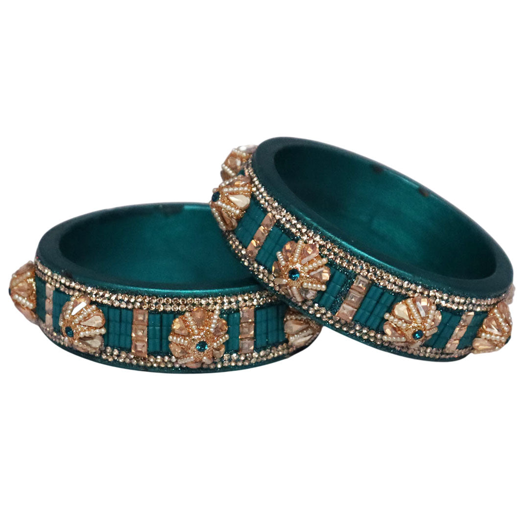 Jaipuri Lac Bangles Kundan Pearl Rhinestone Designer Kada