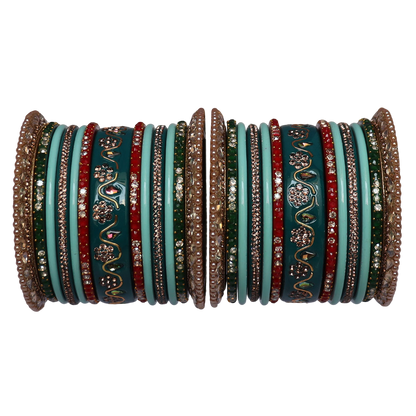 Pure Lac Bridal Bangles Set With Best Kundan-Rhinestones Flower Design