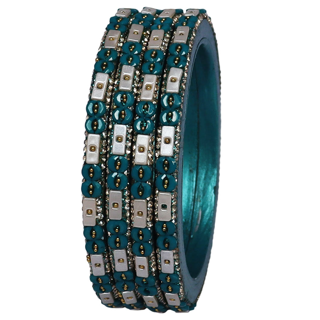 Designer Rajasthani Lac Bangles with Rhinestone & Bead Work by Taj Bridal Store