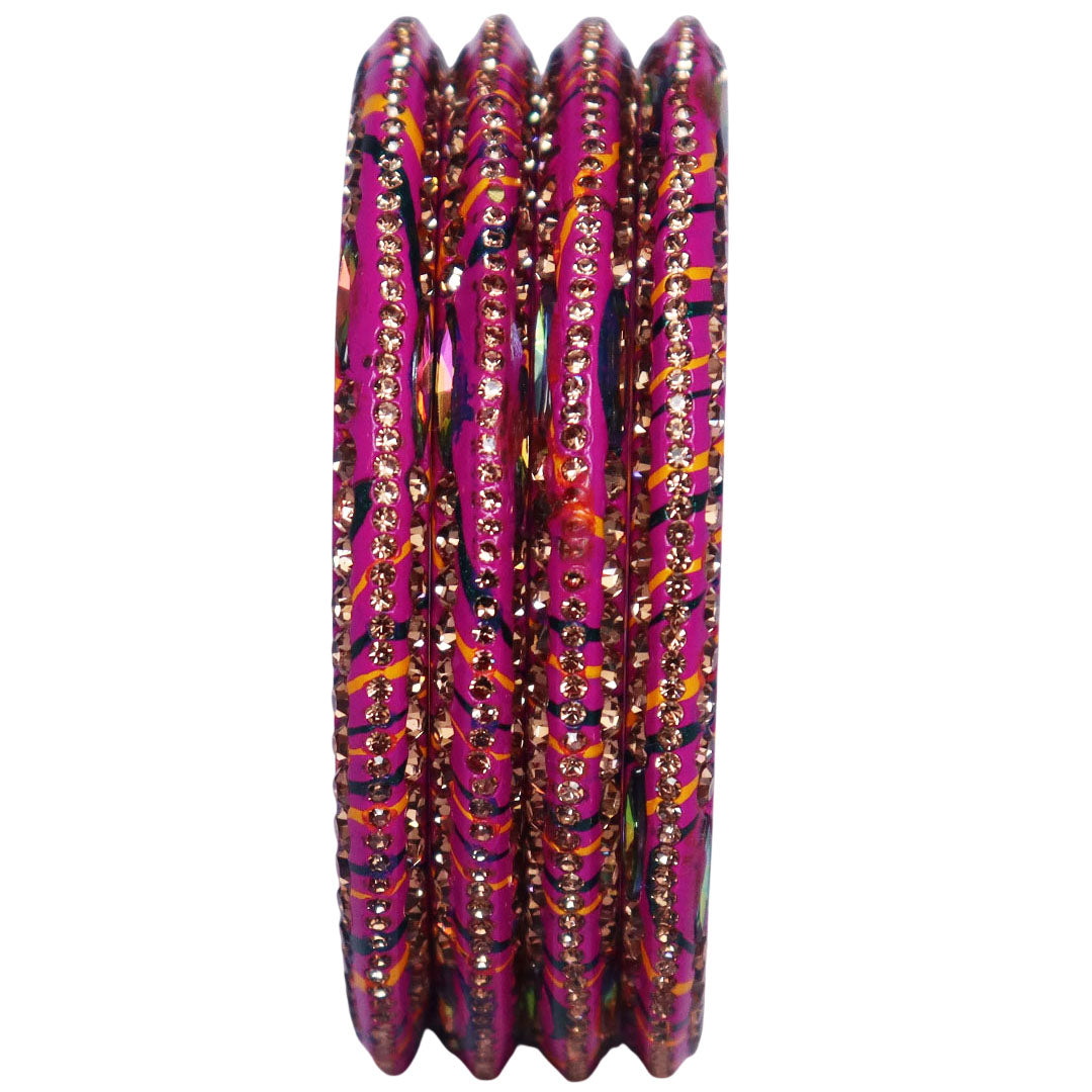 Lehariya Lac Bangles for Women | Traditional Rajasthani Rhinestone Bangles | Glossy Festival & Wedding Bangles By TAJ BRIDAL STORE