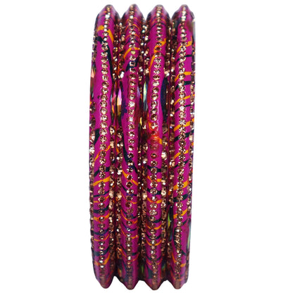 Lehariya Lac Bangles for Women | Traditional Rajasthani Rhinestone Bangles | Glossy Festival & Wedding Bangles By TAJ BRIDAL STORE