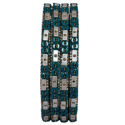 Designer Rajasthani Lac Bangles with Rhinestone & Bead Work by Taj Bridal Store