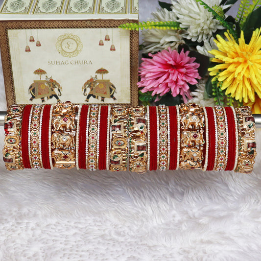Designer Bridal Bangles Set With Latest Elephant Motifs