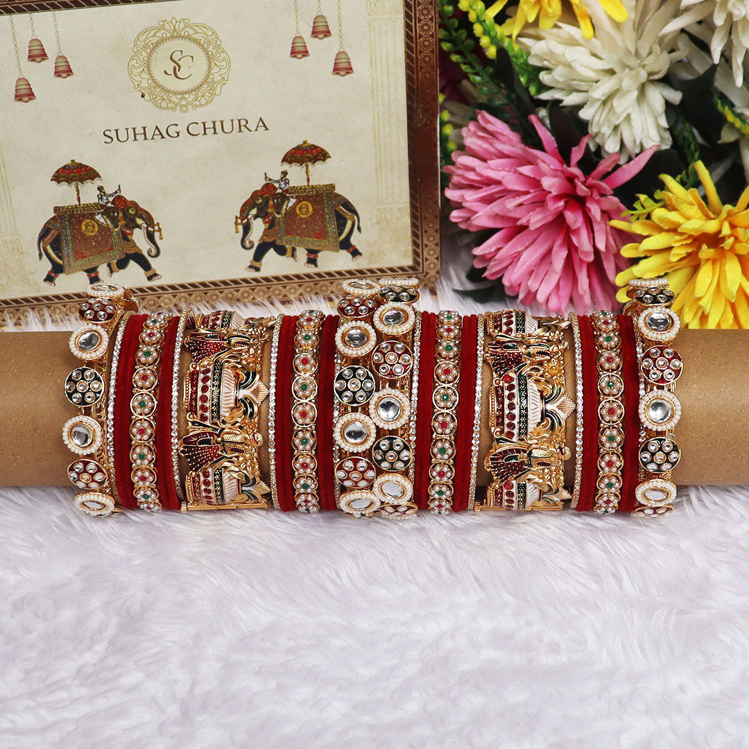 Luxury Rajwadi Wedding Bangles Set With Latest Dulha-Dulhan Motifs