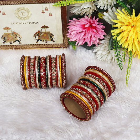 Festival Special Lac Chura Set With Latest Kundan-Rhinestones Design