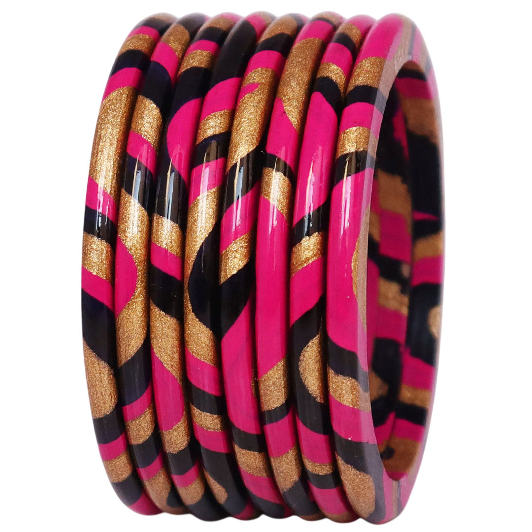 Lac Bangles Set Elegant Lahariya Pattern Bangles