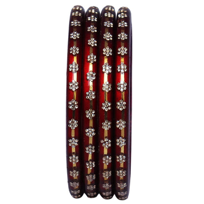 Classic Rajasthani Lac Bangles with Sparkling Flower Stones