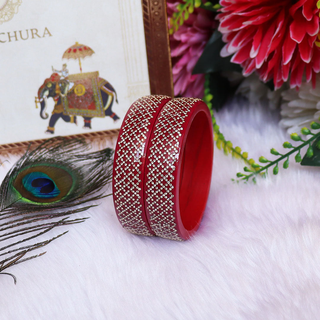 Jaipuri Lac Kada Bangles Set in Latest Rhinestones Design