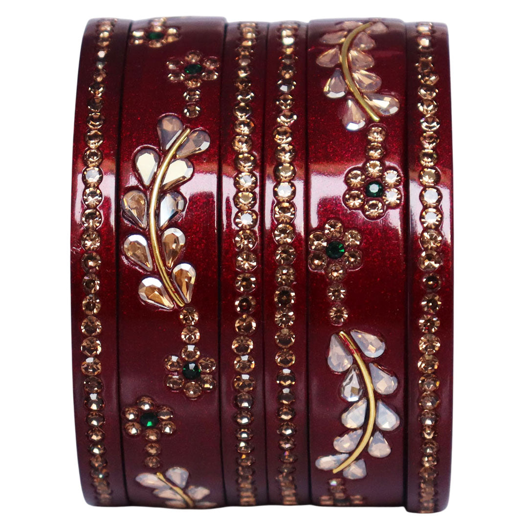 Rajasthani Lac Bangles Kundan & Rhinestone Design Short Set