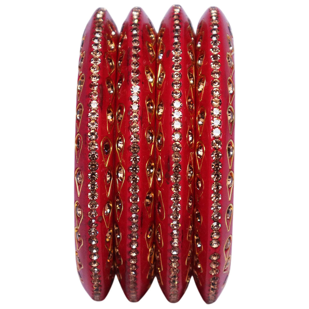 Lac Bangles Premium Rhinestone Bangadi Set for Women