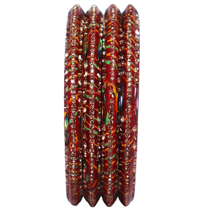 Lehariya Lac Bangles for Women | Traditional Rajasthani Rhinestone Bangles | Glossy Festival & Wedding Bangles By TAJ BRIDAL STORE