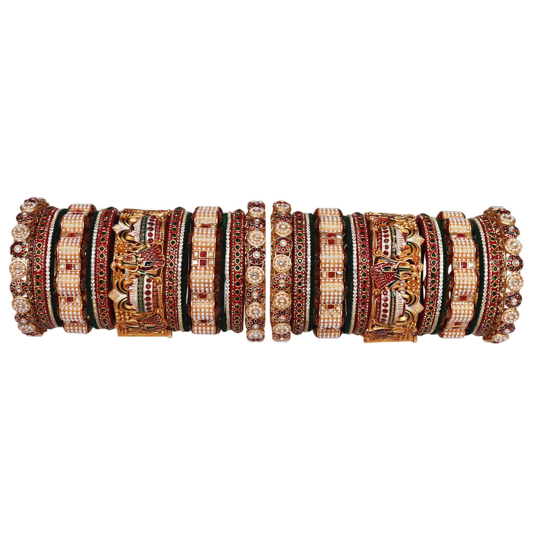 Premium Rajwadi bridal bangles set with traditional Dulha-Dulhan wedding motif