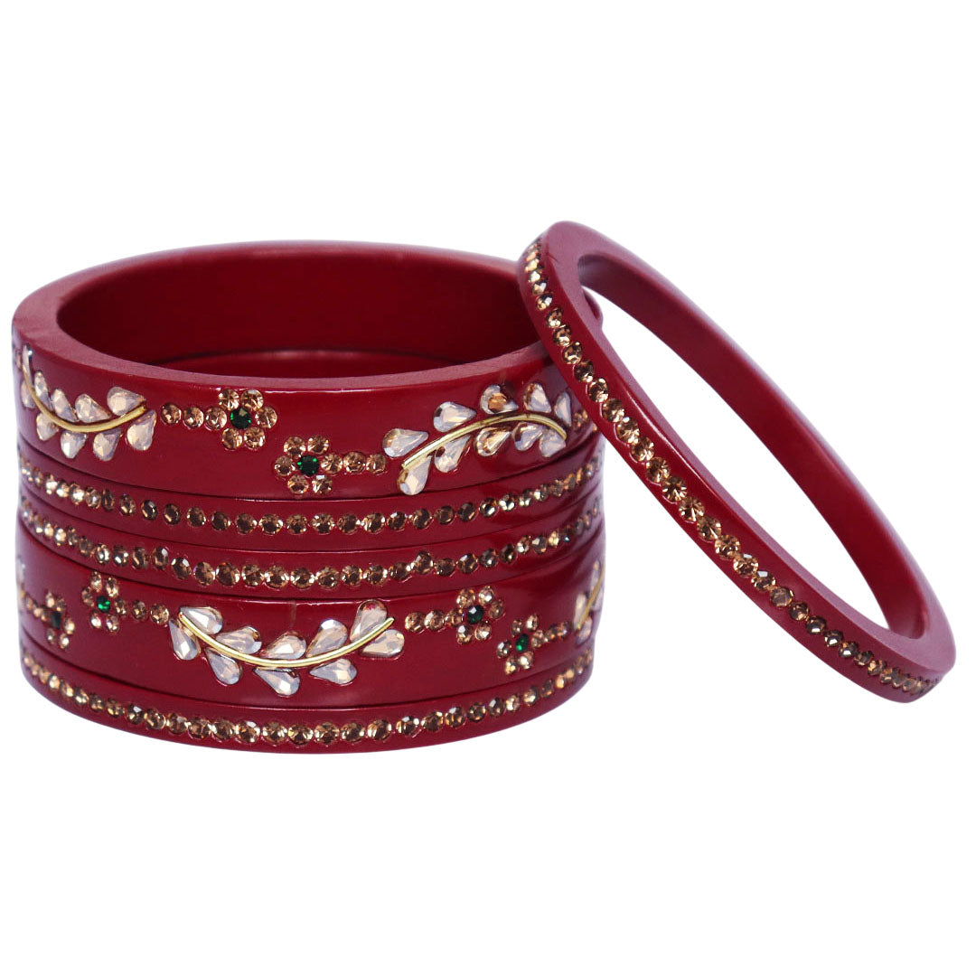 Rajasthani Lac Bangles Kundan & Rhinestone Design Short Set