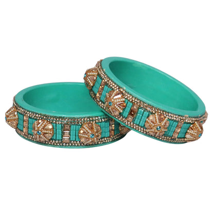 Jaipuri Lac Bangles Kundan Pearl Rhinestone Designer Kada