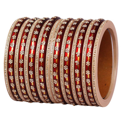 Bridal Rajasthani Lac Bangles Set with Floral Stone Work