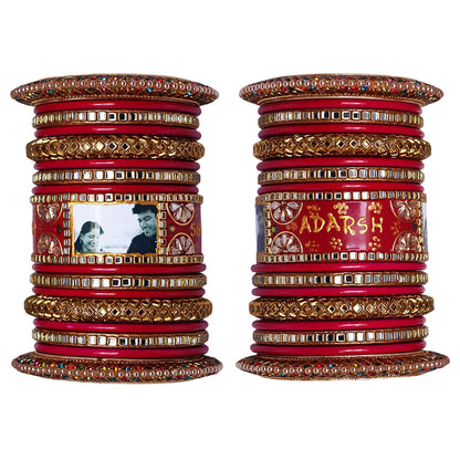 Name and Photo Bangles Set Personalized Wedding Chura Set