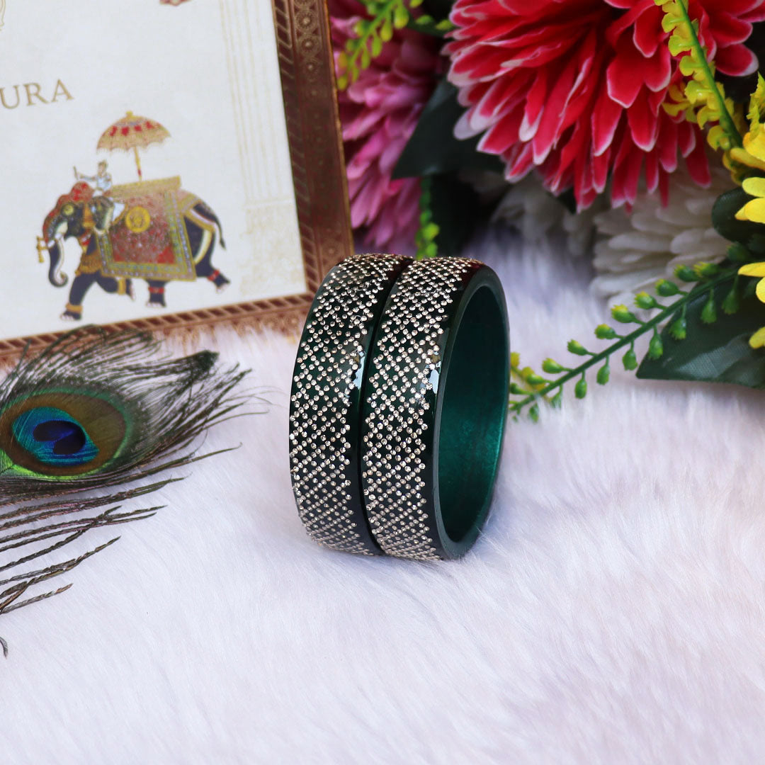 Jaipuri Lac Kada Bangles Set in Latest Rhinestones Design