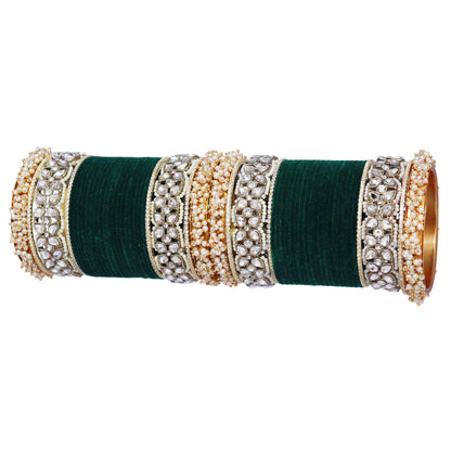 Premium Bridal Metal Bangles – Kundan Stone & Pearl Embellished
