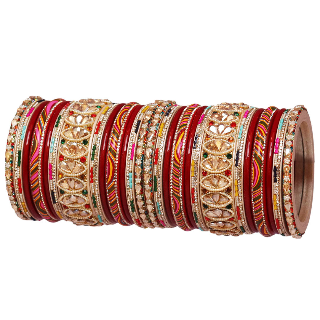 Exclusive Bridal Lac Chura Set with Kundan and Multicolor Detailing