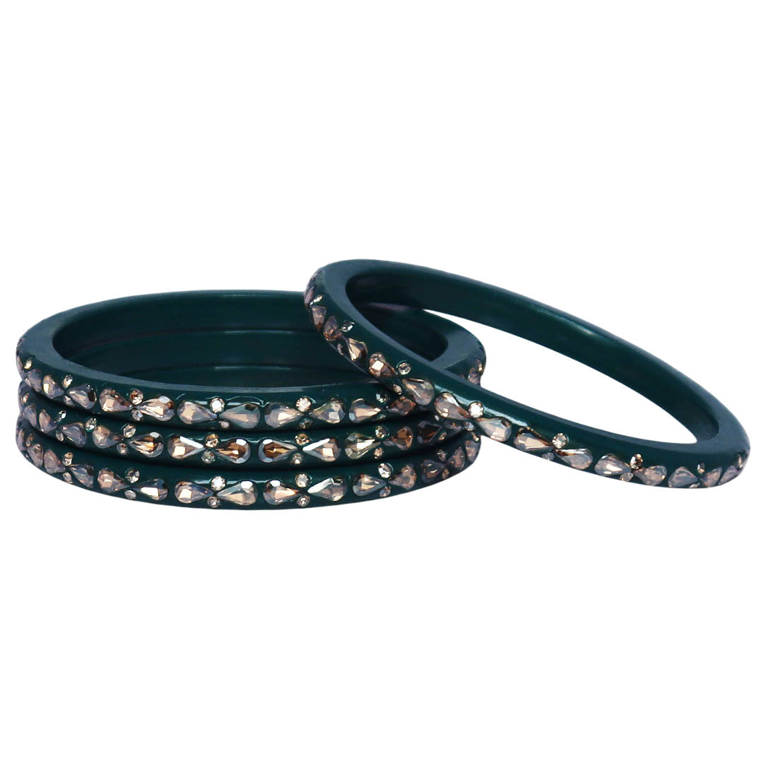 Traditional Stone Studded Lac Bangles For Women's