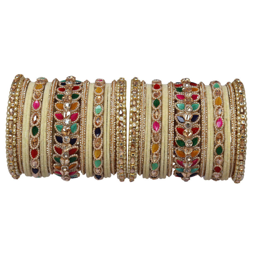 Indian Bridal Wedding Bangles Set – Kundan & Beads Work