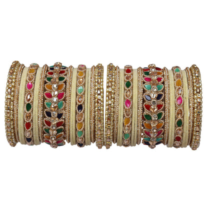 Indian Bridal Wedding Bangles Set – Kundan & Beads Work