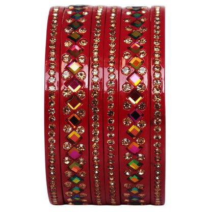 Women's Traditional Lac Bangles Set With Latest Rainbow Kundan Design