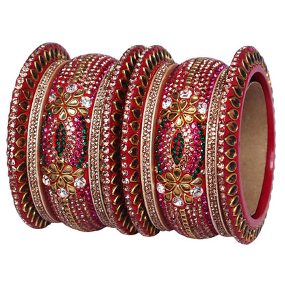 Luxurious Karwa Chauth Special Lac Bangles Set in Kundan-Stones Design