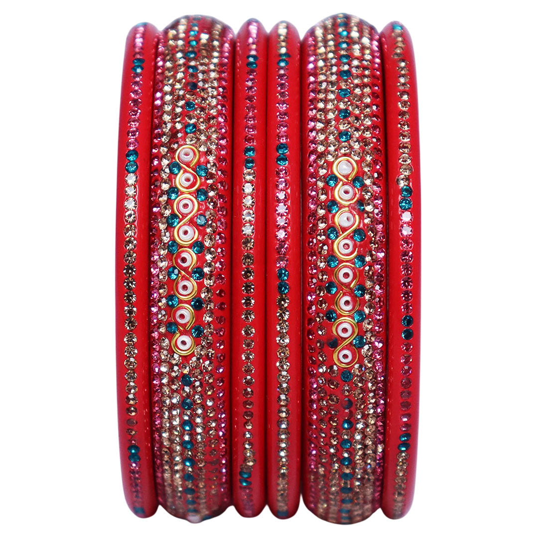 Jaipuri Lac Bangles with Latest Beads & Rhinestone Design