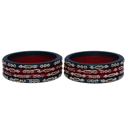 Traditional Lac Bangles Designer Red Green Rajasthani Set