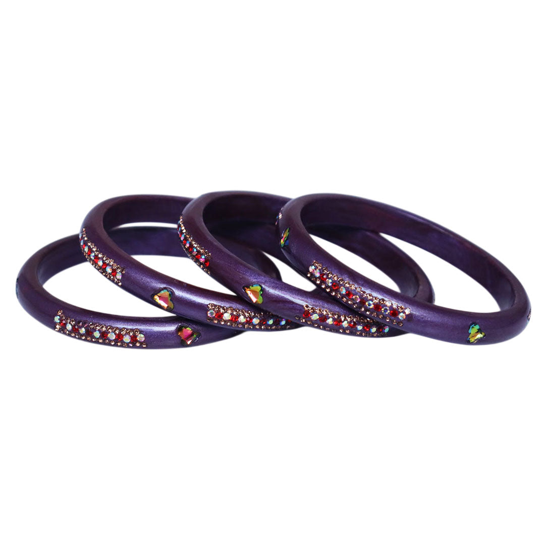 Rajasthani Lac Bangles with Heart Shape Kundan & Rhinestones