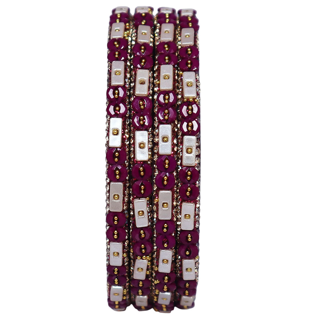 Designer Rajasthani Lac Bangles with Rhinestone & Bead Work by Taj Bridal Store
