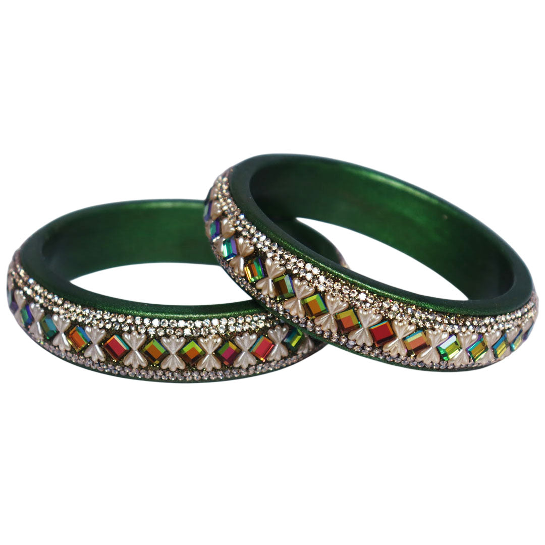 Premium Ethnic Lac Kada Bangles with Rainbow Stone Work for Women