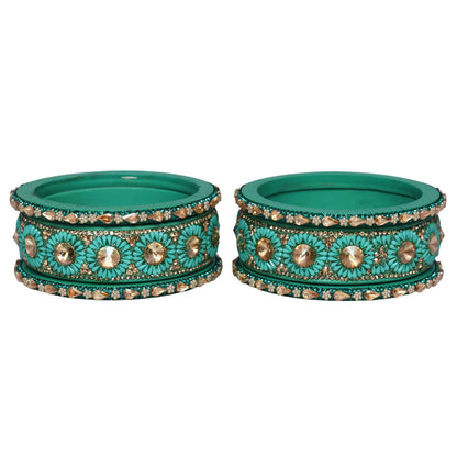 Beautiful Lac Bangles Set with Floral Stone Design for Brides