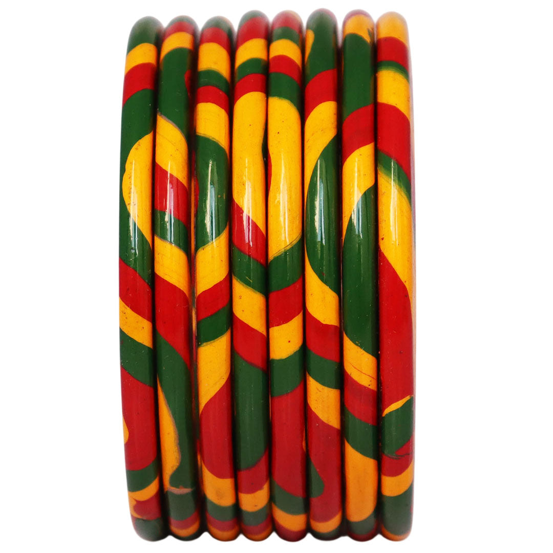 Lac Bangles Set Elegant Lahariya Pattern Bangles