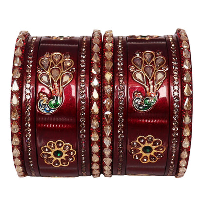 Pure Lac Short Chura Set With Latest Kundan & Peacock Design