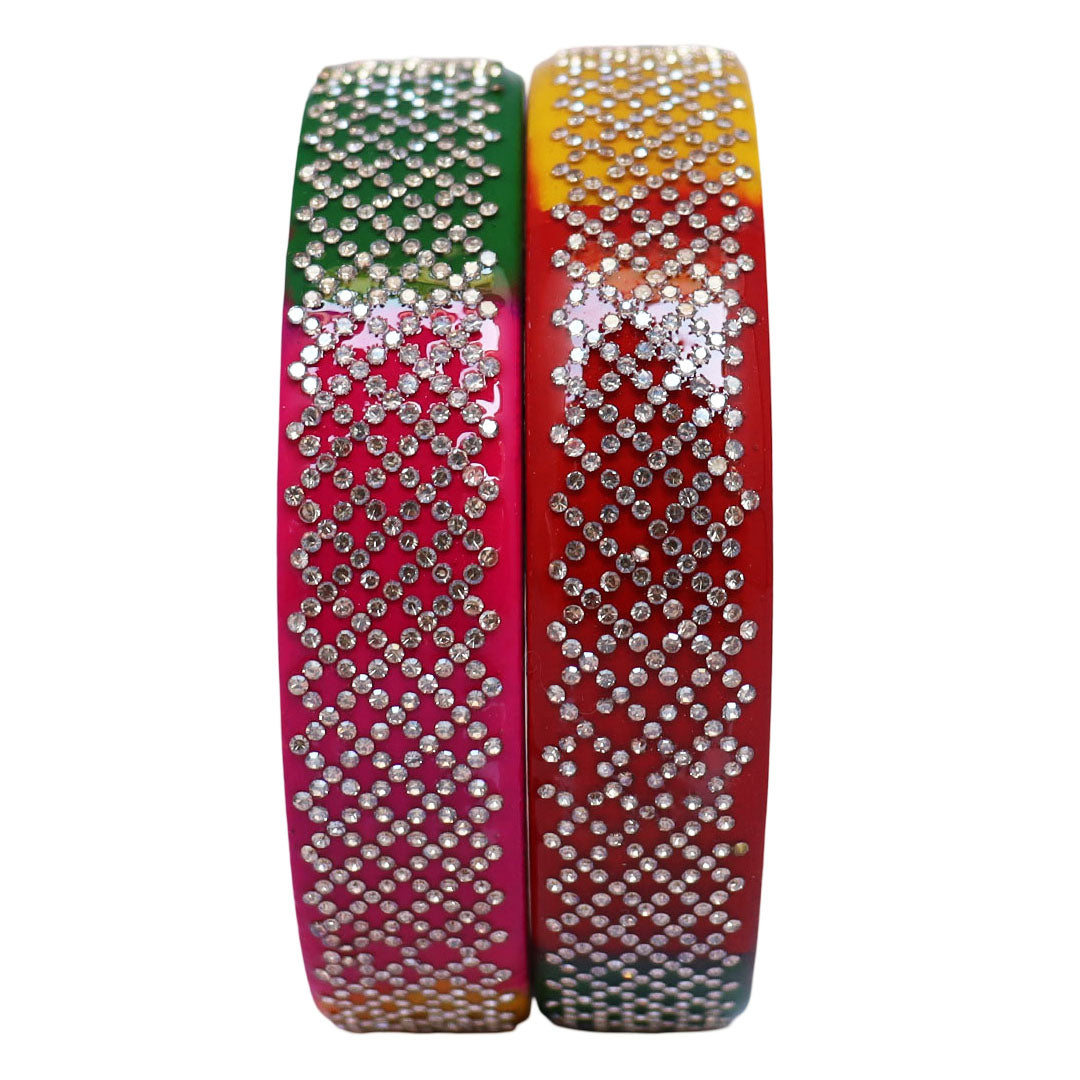Jaipuri Lac Kada Bangles Set in Latest Rhinestones Design