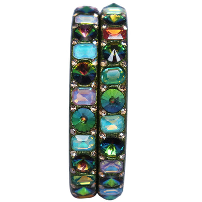 Antique Multicolor AD Stone Lac Bangles for Women | Traditional Rajasthani Handmade Bangles Set of 2