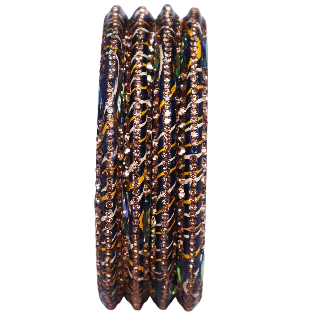 Lehariya Lac Bangles for Women | Traditional Rajasthani Rhinestone Bangles | Glossy Festival & Wedding Bangles By TAJ BRIDAL STORE