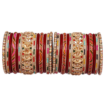 Exclusive Bridal Lac Chura Set with Kundan and Multicolor Detailing