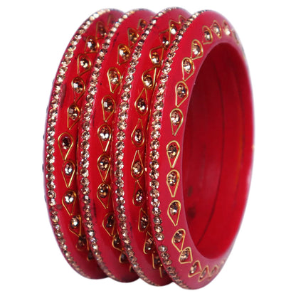 Lac Bangles Premium Rhinestone Bangadi Set for Women