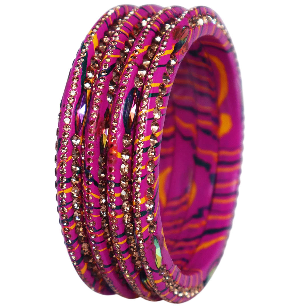 Lehariya Lac Bangles for Women | Traditional Rajasthani Rhinestone Bangles | Glossy Festival & Wedding Bangles By TAJ BRIDAL STORE