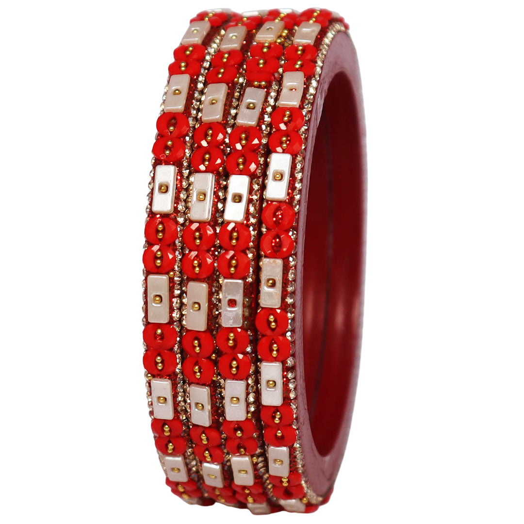 Designer Rajasthani Lac Bangles with Rhinestone & Bead Work by Taj Bridal Store