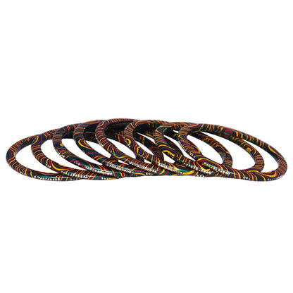 Premium Rajasthani Leheriya Pure Lac Bangles with Glossy Finish and Rhinestone Embellishments
