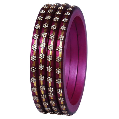 Classic Rajasthani Lac Bangles with Sparkling Flower Stones