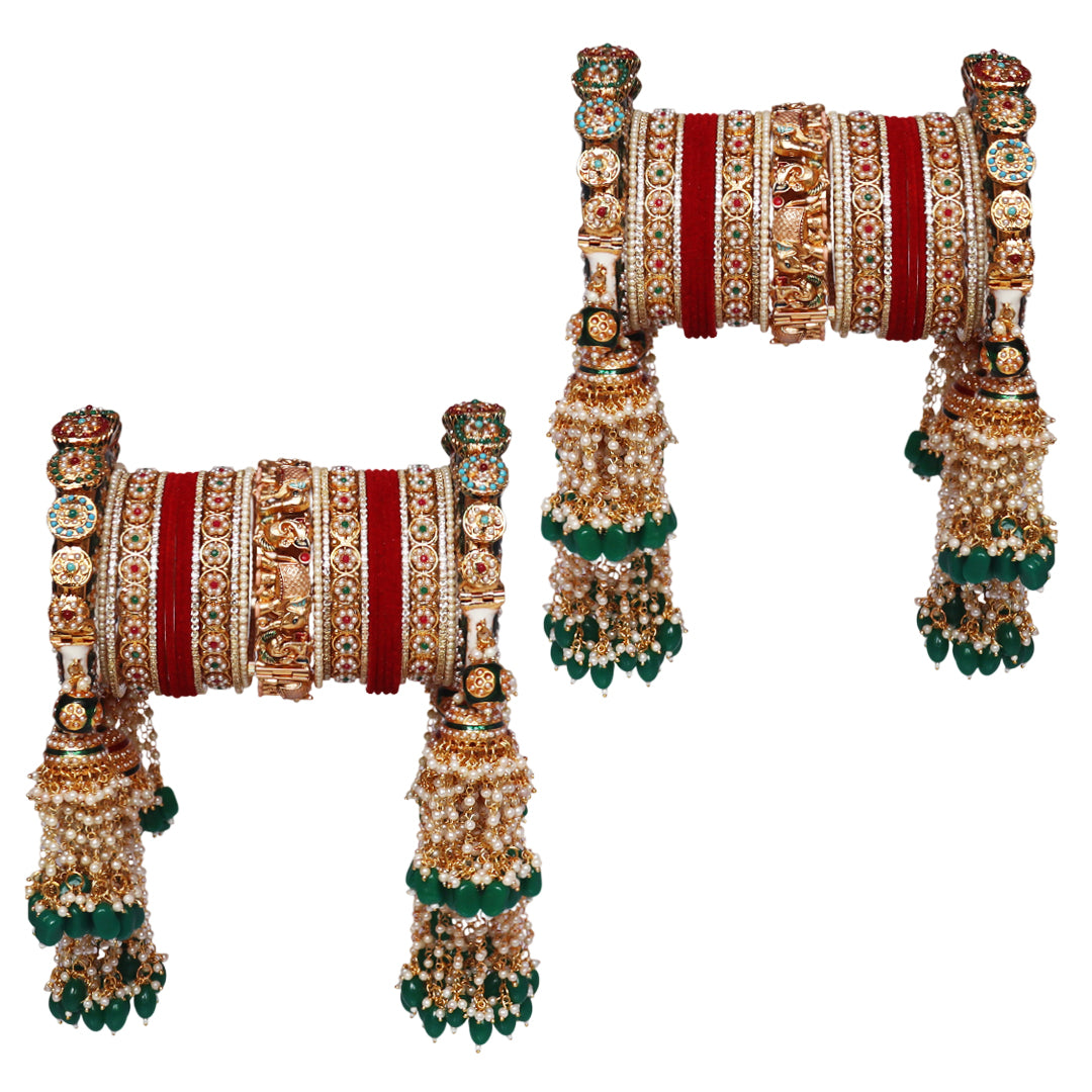 Premium Rajwadi Style Wedding Bangles Set With Devine Ganesha Design