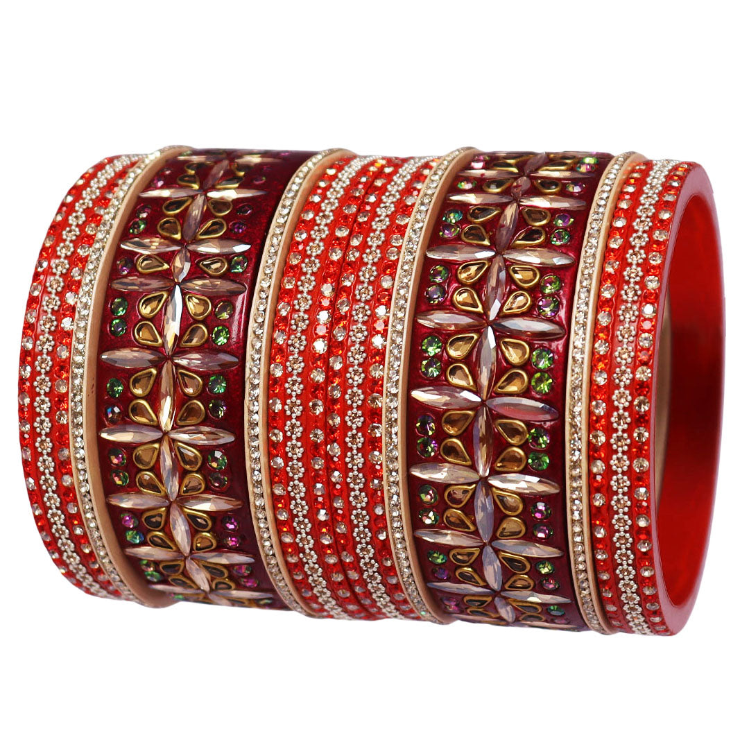 Premium Kundan Bangle Set with Rhinestones