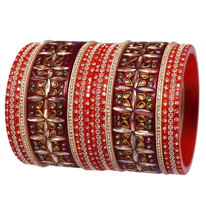 Premium Kundan Bangle Set with Rhinestones